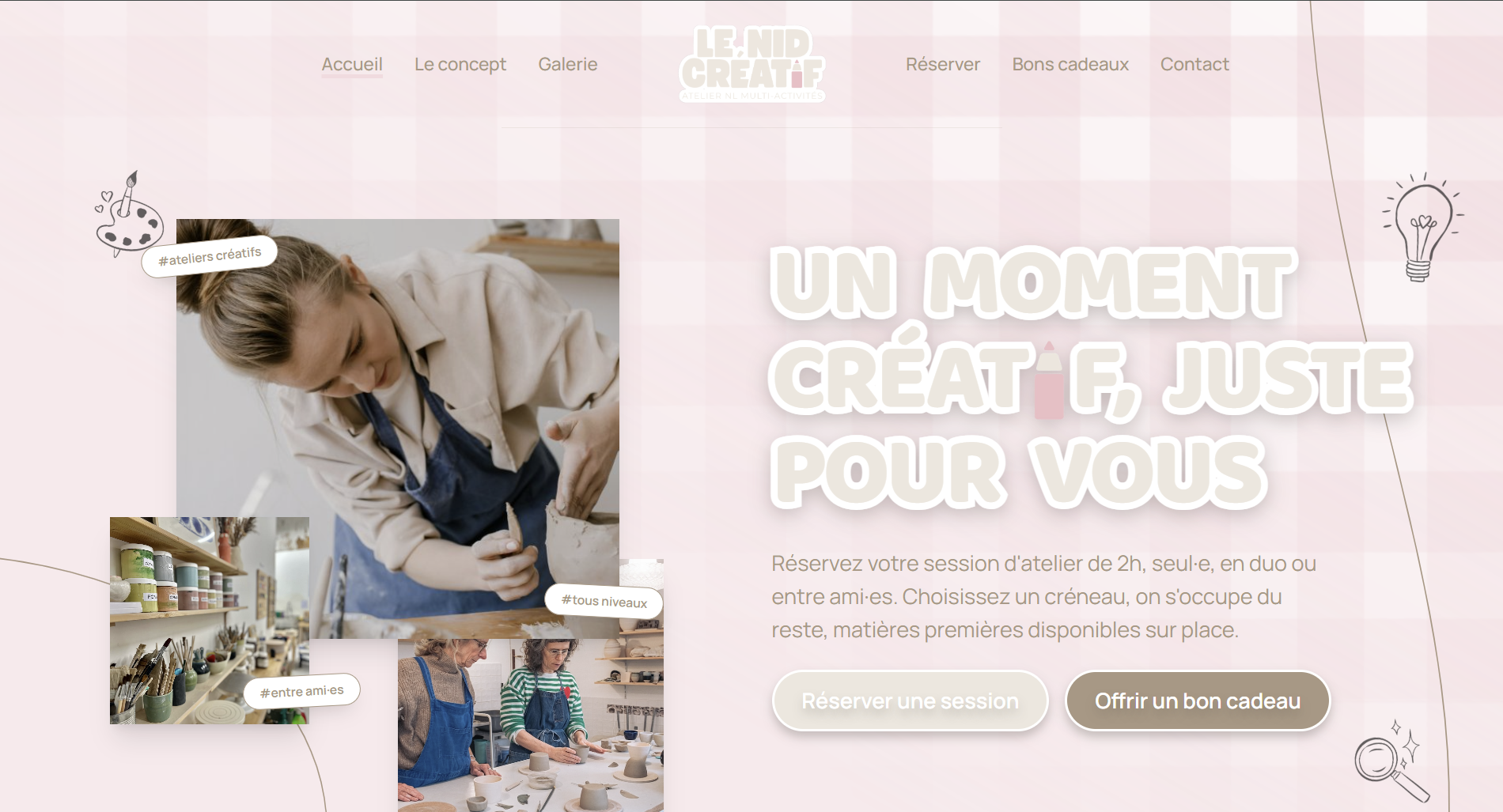 Landing page Le Nid Créatif